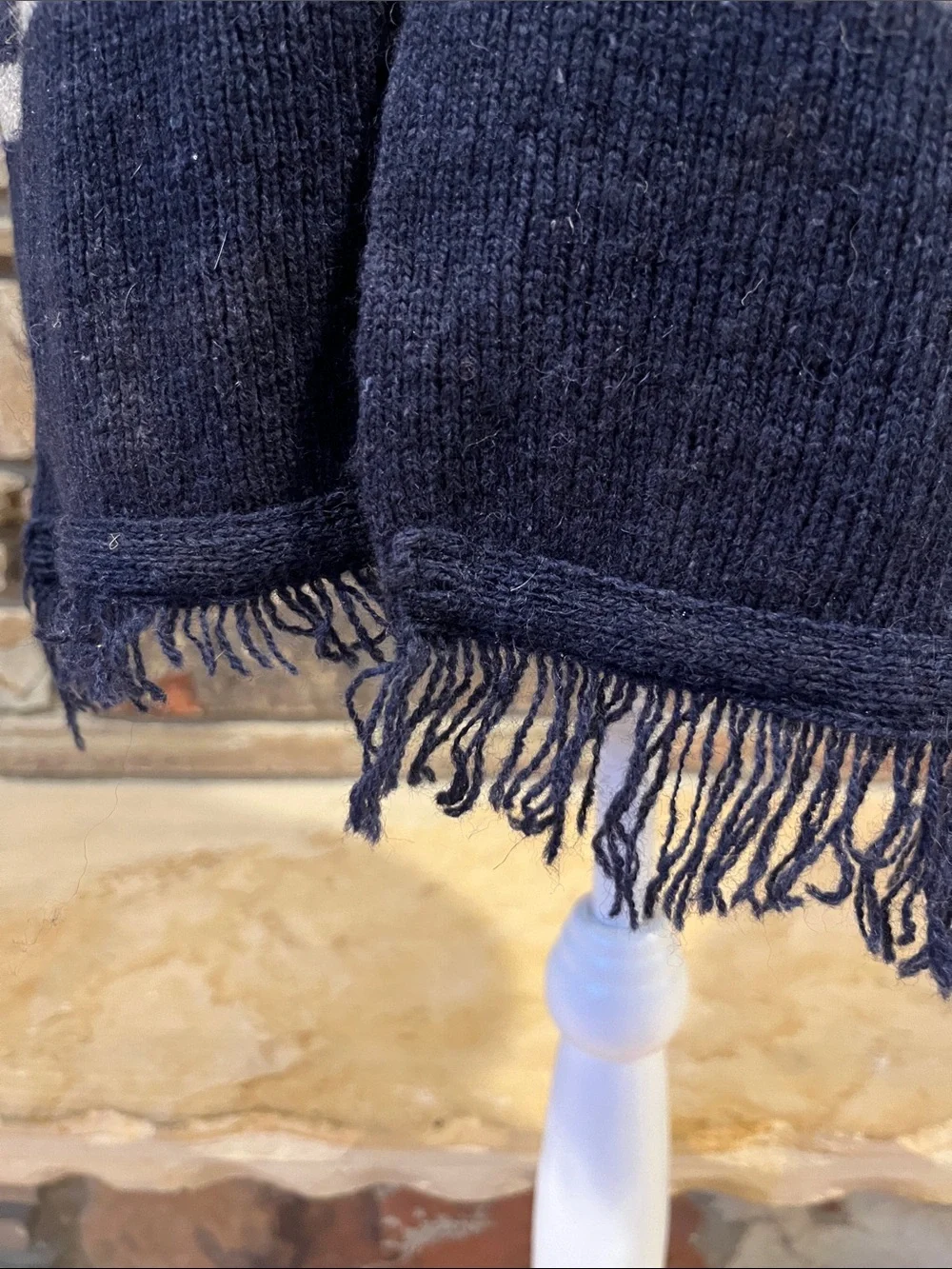 Harry Potter Ravenclaw Navy and Cream Striped Knit Wool Scarf with Crest Patch